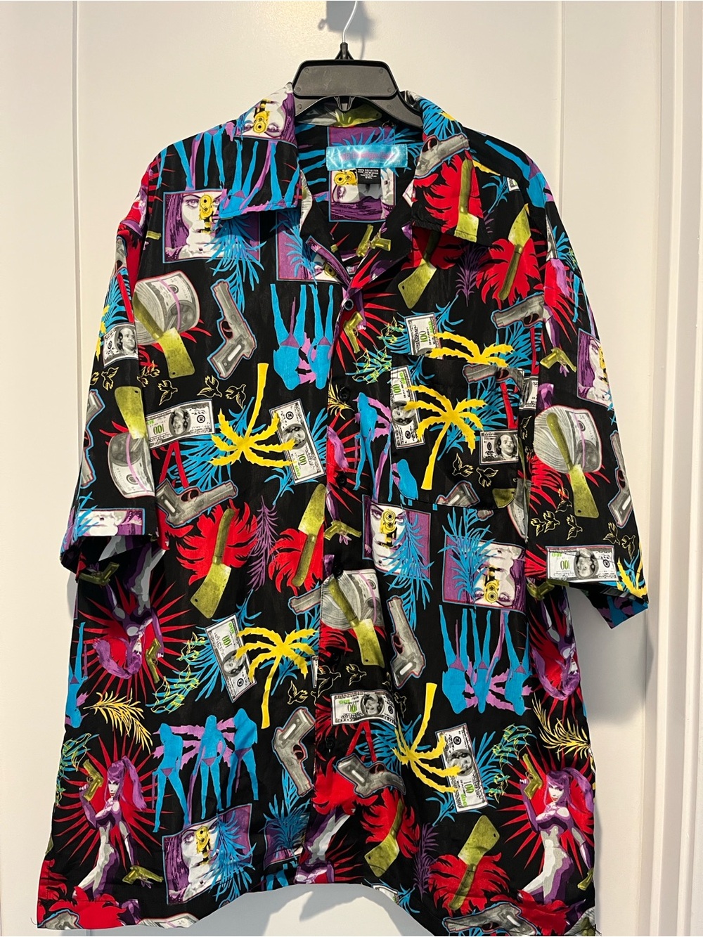 Design Lab Lord & Taylor Black Multicolor Novelty Button-Down Shirt